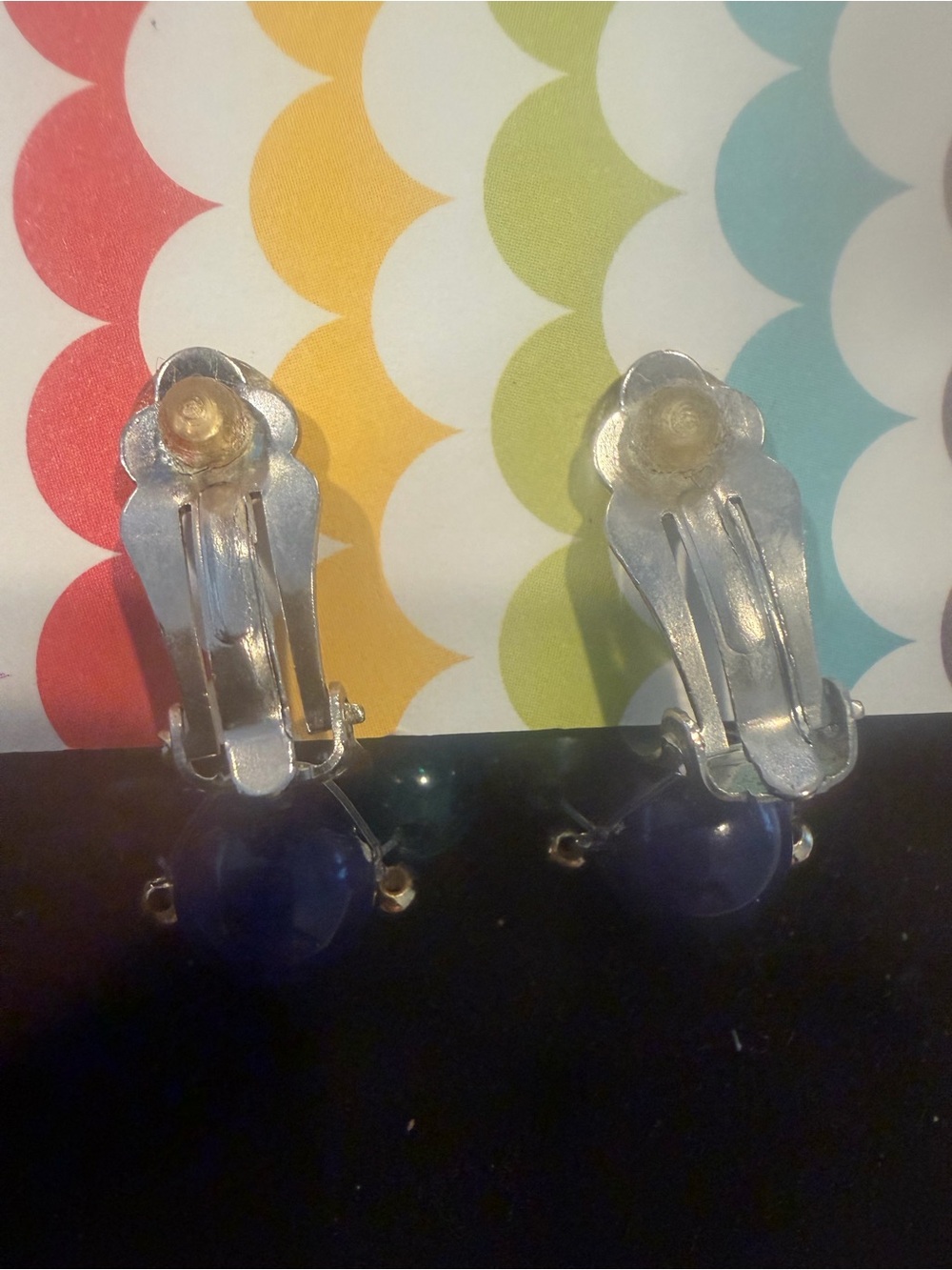 Vintage Beaded Statement Clip Earrings - Gold Accents. 1980s - Picture 6 of 8